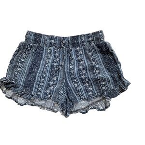 Hollister Ultra High Rise Floral Ruffle Shorts Womens Size Medium Blue White
